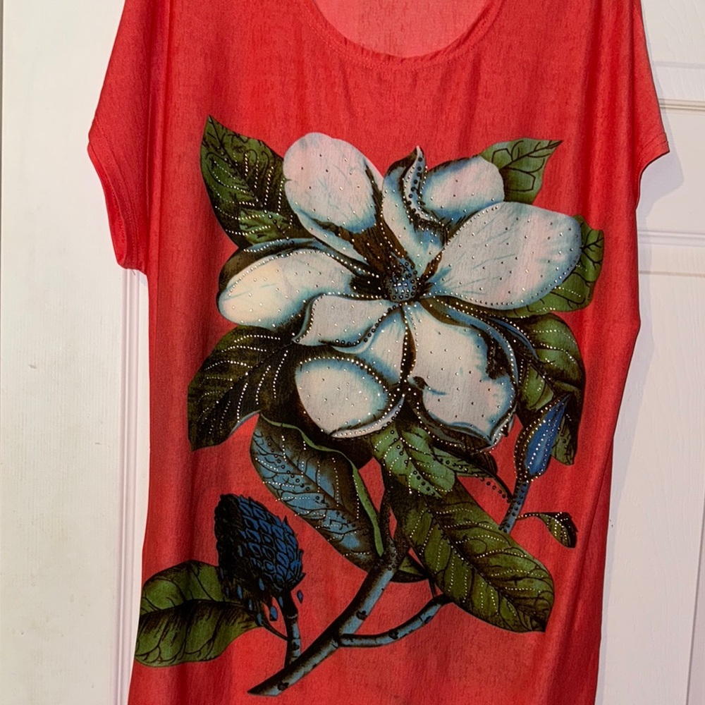 3/$30 Floral Rhinestone Top